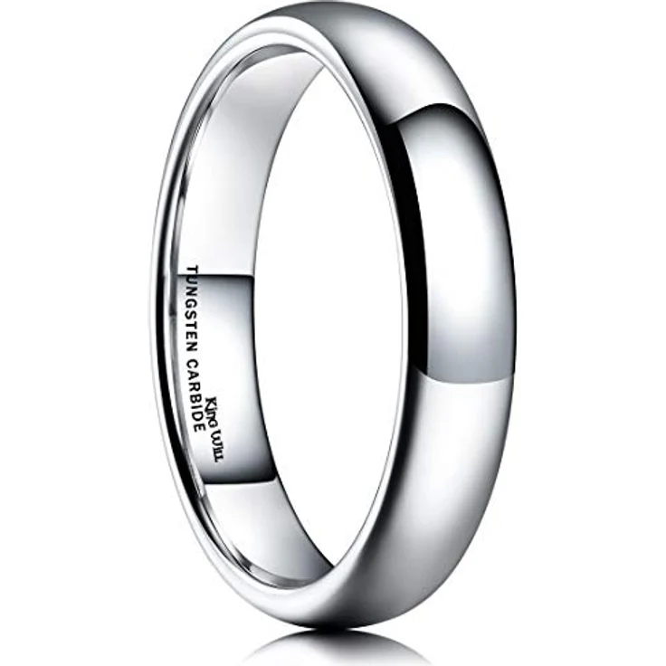 King Will Herrenring, 6 mm breiter Wolframcarbid-Ring mit hochglanzpolierter Oberfläche, silber – Bild 1