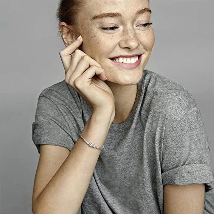 PANDORA Schlangen-Gliederarmband mit Zylinder-Verschluss, Sterling-Silber, Größe 16, Moments Collection – Bild 2