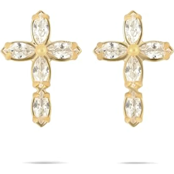 Tamaris Ohrring - Edelstahl Ohrstecker mit Kreuz-Motiv, IP Gold, 1,4 cm, wasserfest & hautfreundlich – Bild 3
