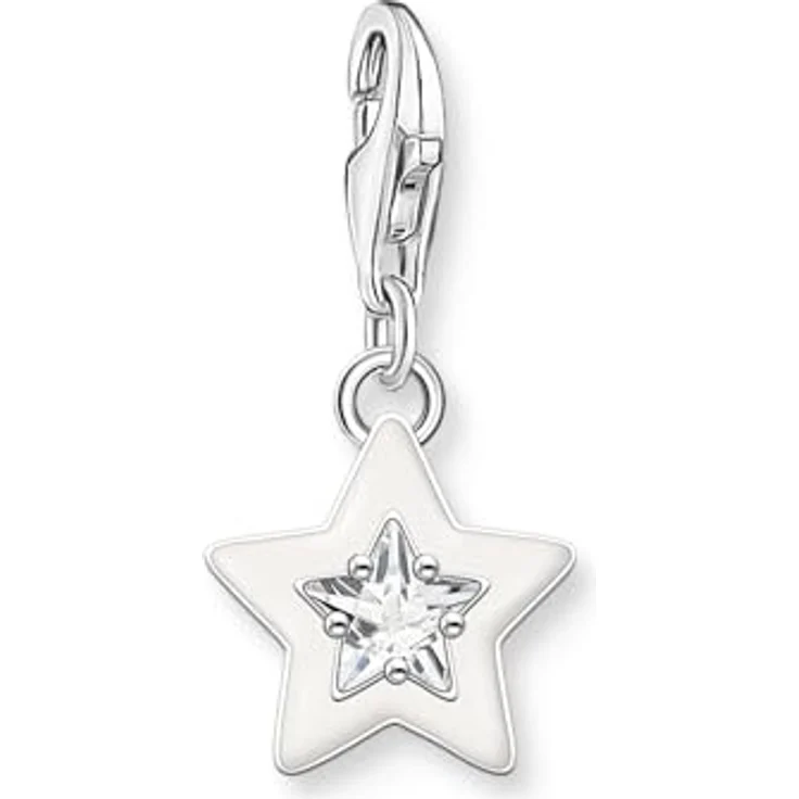 THOMAS SABO Charm-Anhänger Stern, recyceltes 925 Sterlingsilber mit weißen Steinen und weißer Kaltemaille, Charm Club 2044-041-14 – Bild 1