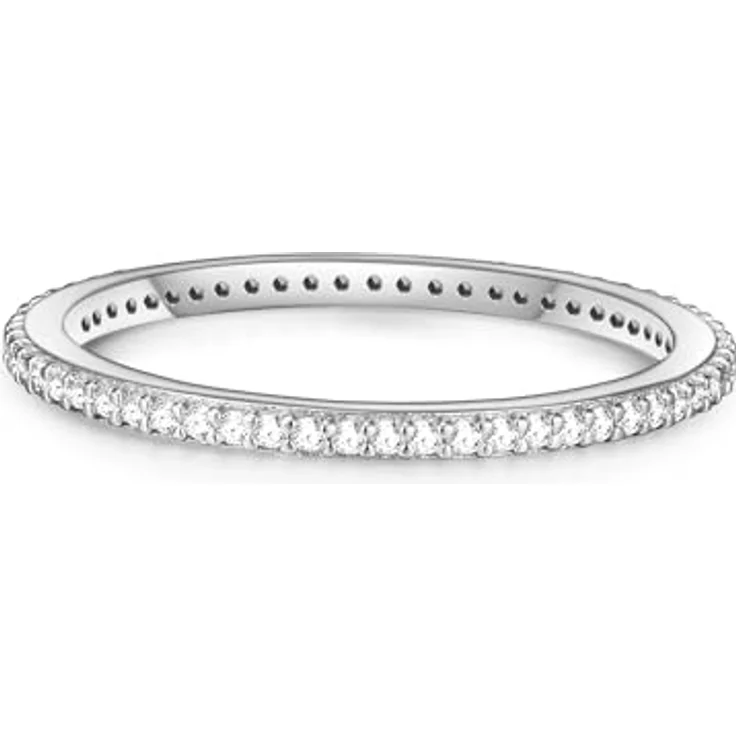 Glanzstücke München Damen-Ring Sterling Silber, Zirkonia Weiß, Memory Ring, filigran, Gr. 48 (15.3) – Bild 1