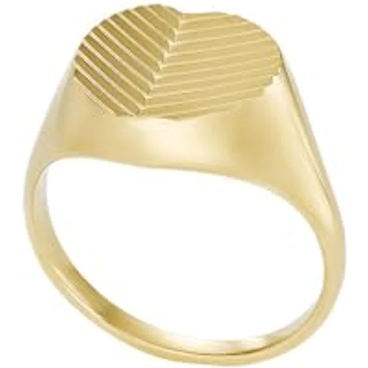 FOSSIL Damen-Siegelring Harlow Linear Texture Heart, goldfarbener Edelstahl, Größe 5-9 – Bild 3