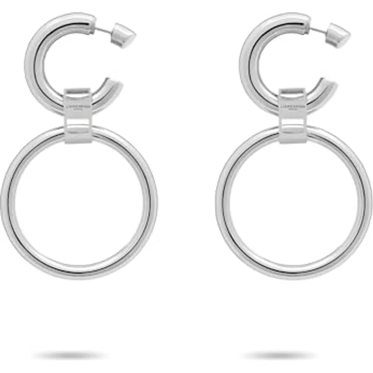 LIEBESKIND BERLIN Lora-Serie Damen Schmuck, Kette, Ohrringe & Armband mit ineinander verschlungenen Ringen aus poliertem Edelstahl, Silber – Bild 1
