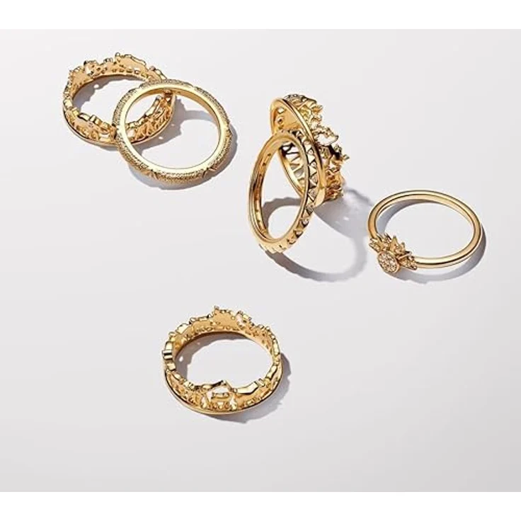 PANDORA ME Struktur & Steine Ring, Sterling Silber mit vergoldeter Metalllegierung und Zirkonia Steinen, Größe 58, 163322C01-58 – Bild 4