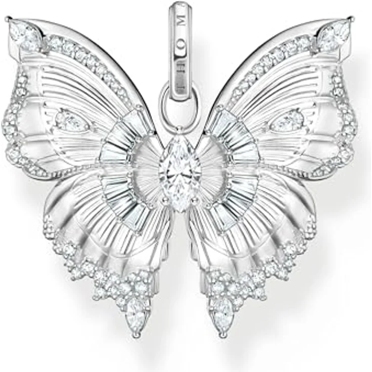 THOMAS SABO Schmetterlingsanhänger Butterfly Paradise, detailreicher Kettenanhänger mit Zirkonia im Navette-, Tropfen- und Baguetteschliff – Bild 1