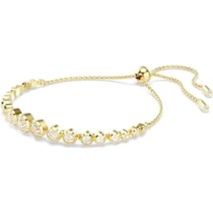 Swarovski Imber Tennis Armband, Vergoldetes Damenarmband mit Weißen Kristallen, 24 cm, Kugelschiebeverschluss – Bild 2