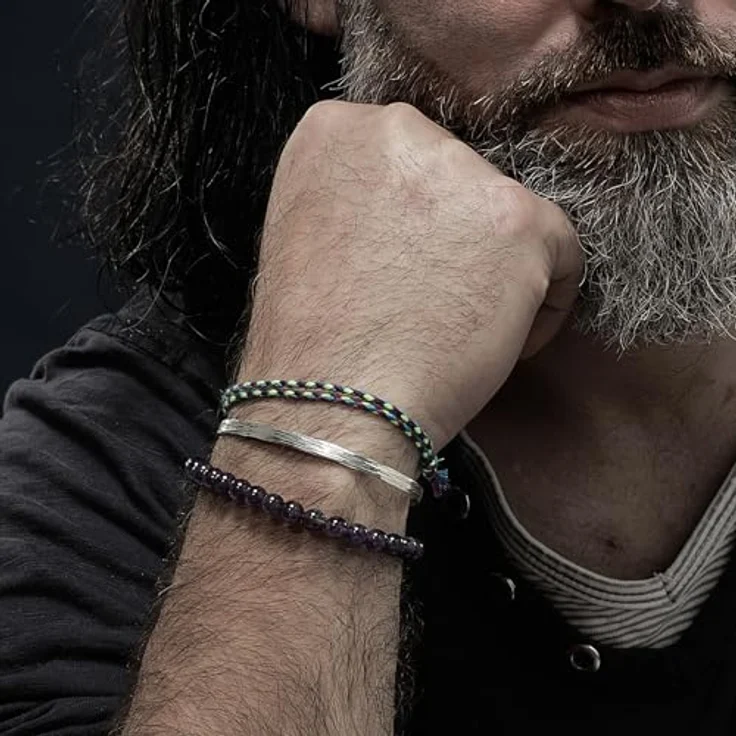 Nato Cuff Geflochtenes Baumwollarmband, Handgefertigt in Frankreich, Edelstahlmedaille 316L, Verstellbar für Herren und Damen (Fluo) – Bild 4