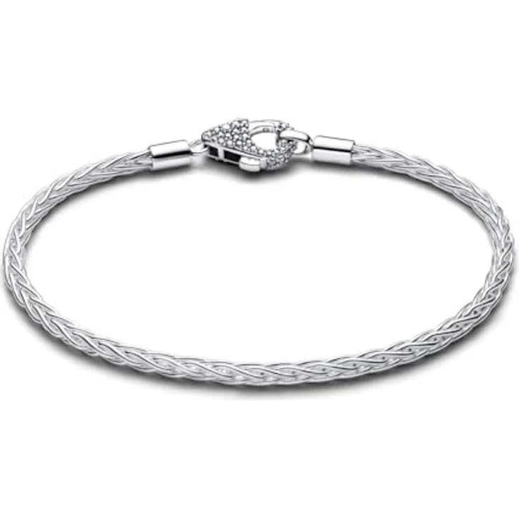 Pandora Silberarmband 594462C01, Damenarmband aus 925 Sterlingsilber mit Fuchsschwanzkette und Pavé-Verschluss, verziert mit Zirkonia – Bild 2
