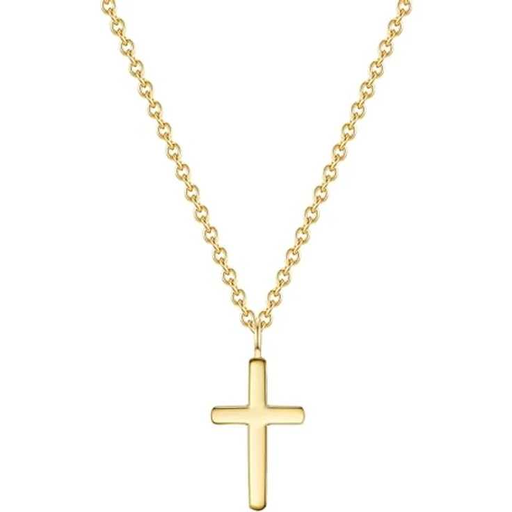 Eastside Damen Kette Edelstahl gelbgold Kreuz, 38 cm Ankerkette mit Verlängerung, hochwertiger minimalistischer Schmuck – Bild 1