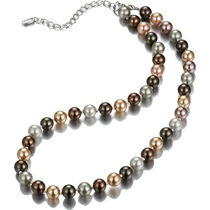 Bulinlin Damen Muschel Perlenkette, Boho Statement Choker Halskette, 8mm Brown, perfekte Geschenkidee – Bild 3
