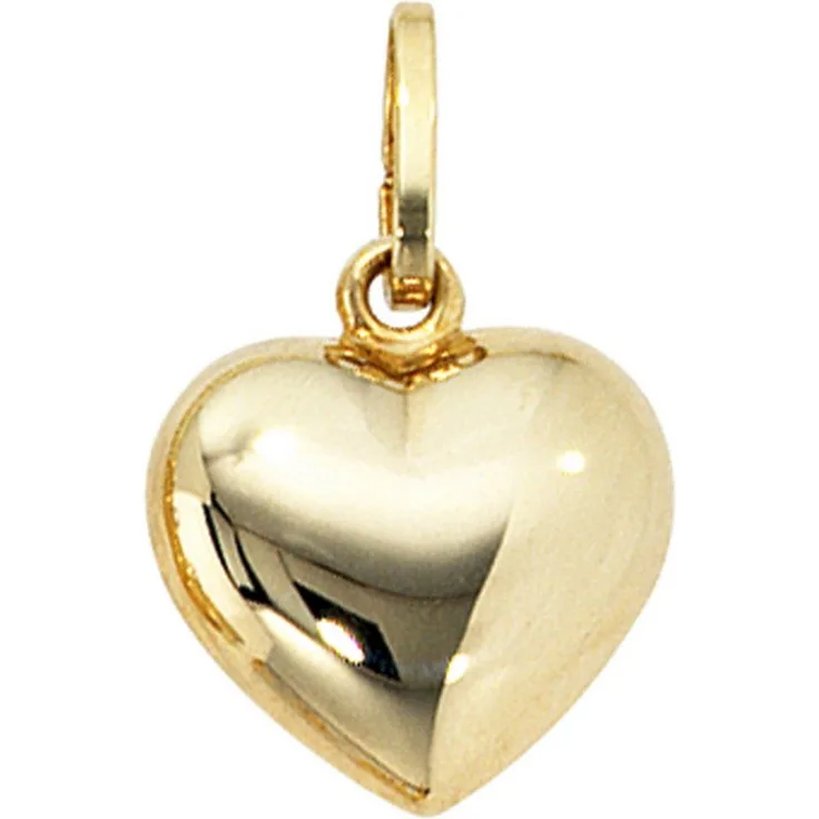 JOBO Herzanhänger aus 333 Gelbgold, Kettenanhänger in Herzform, Höhe 11,6 mm, Breite 10,5 mm