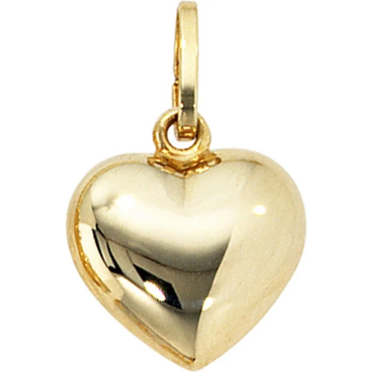 JOBO Herzanhänger aus 333 Gelbgold, Kettenanhänger in Herzform, Höhe 11,6 mm, Breite 10,5 mm
