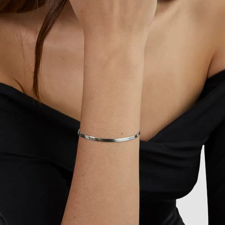 s.Oliver Bracelet, Elegantes Armband aus poliertem Edelstahl, silber, Schlangenkette verstellbar bis 21 cm, wasserfest & hautfreundlich – Bild 2