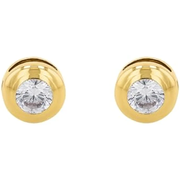 Amor Paar Ohrstecker, 6 mm, aus 585er Gelbgold mit weißen Zirkonia (synth) – Bild 2