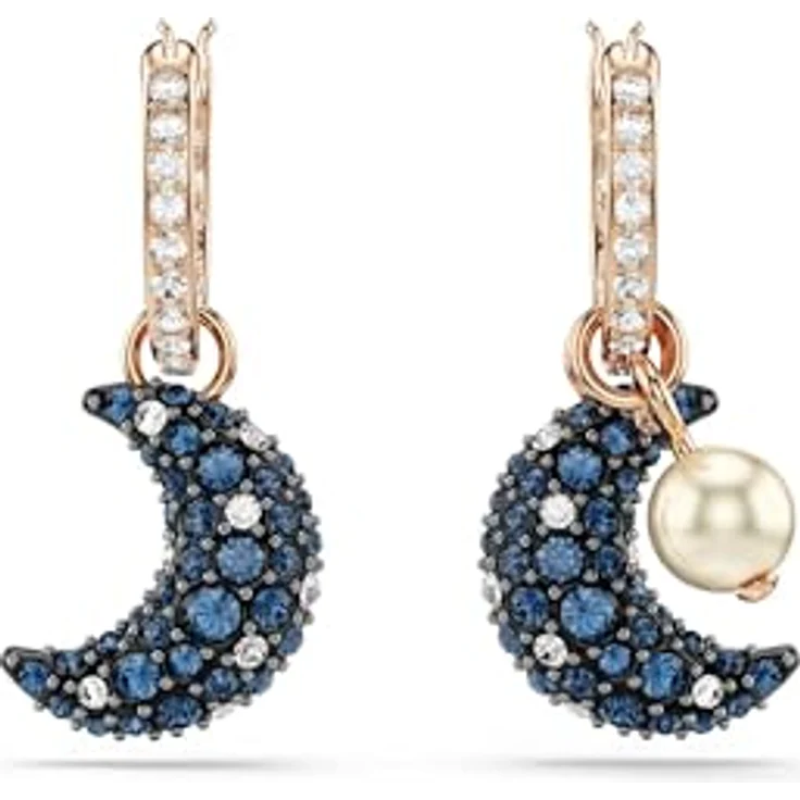 Swarovski Sublima Drop-Ohrhänger, Rosé Vergoldete Ohrringe mit Mond-Motiv und Swarovski Kristallen – Bild 2