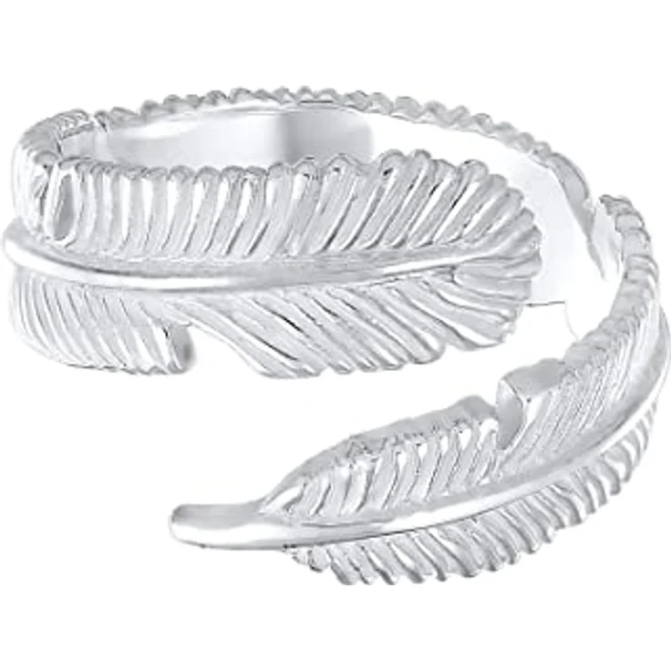Elli Wickelring Damen, Feder Look in 925 Sterling Silber, handgefertigt und hochglanzpoliert – Bild 4