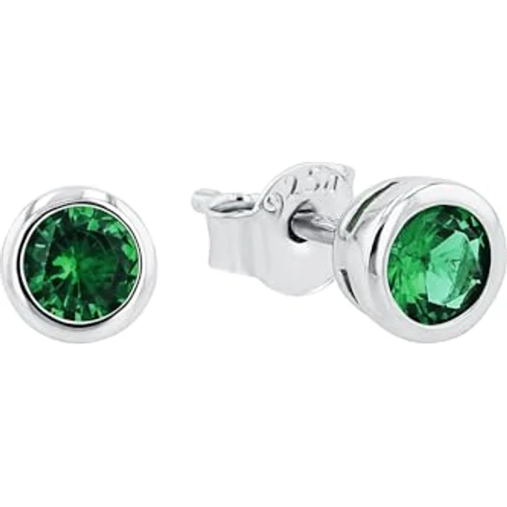 Amor Paar Ohrstecker, Einsteiner mit bunten Glassteinen, 925 Sterling Silber, ca. 5 mm – Bild 1