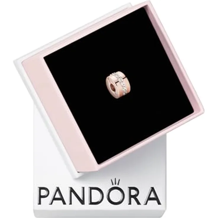 Pandora Charm Timeless Funkelndes Zwischenelement 781972CZ, eleganter Charm-Anhänger mit funkelnden Elementen