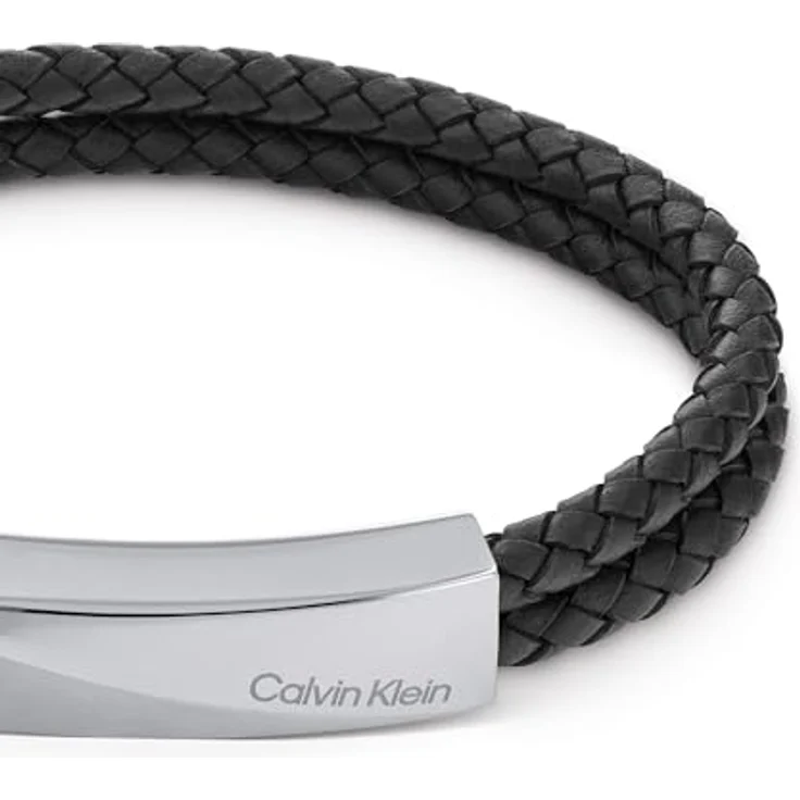 Calvin Klein WRAPPED & BRAIDED, Herren Lederarmband aus geflochtenem schwarzem Leder mit Edelstahlverschluss, 19,5 cm – Bild 2