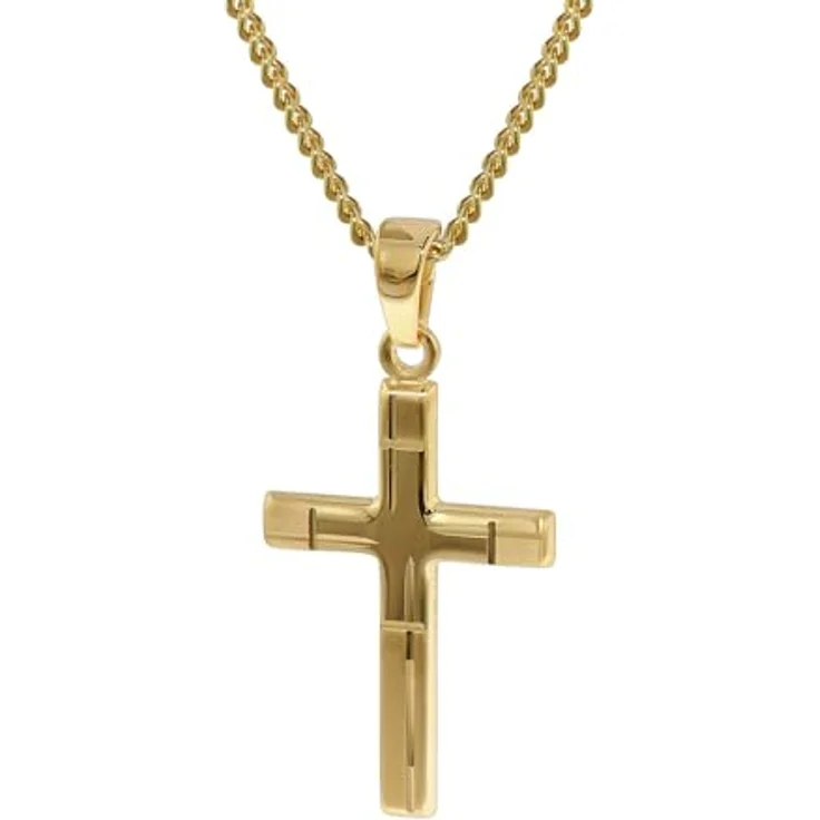 trendor Kreuz-Anhänger Gold 333 mit goldplattierter Halskette, Damen-Halskette 42 cm, edles Schmuckstück mit zeitlosem Design – Bild 1