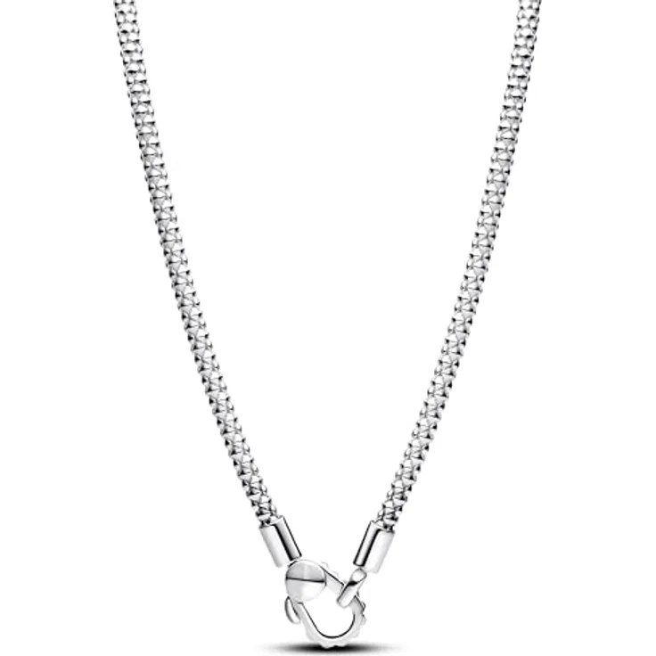 PANDORA Moments Nietenhalskette, Sterling Silber mit Nietenverschluss, kompatibel mit Moments Anhängern, Größe: 45cm, 393682C00-45