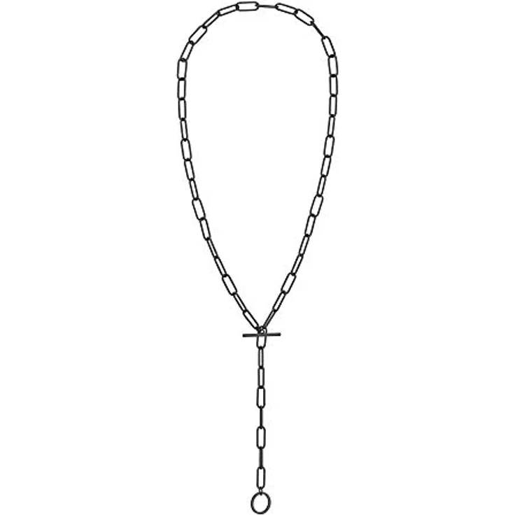 LIEBESKIND BERLIN Halskette aus schwarzem Edelstahl, 88,5 cm mit Knebelverschluss – Bild 2