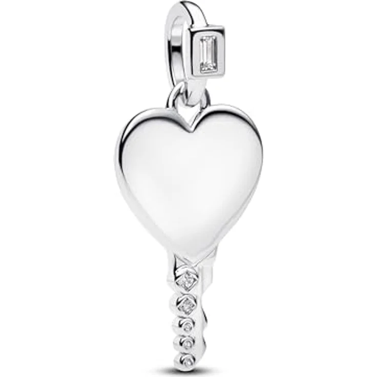 PANDORA Moments Gravierbarer Herz Schlüssel Anhänger mit Zirkonia, 14 Karat Gold vergoldet, kompatibel mit ME und Moments, 394353C01 – Bild 1