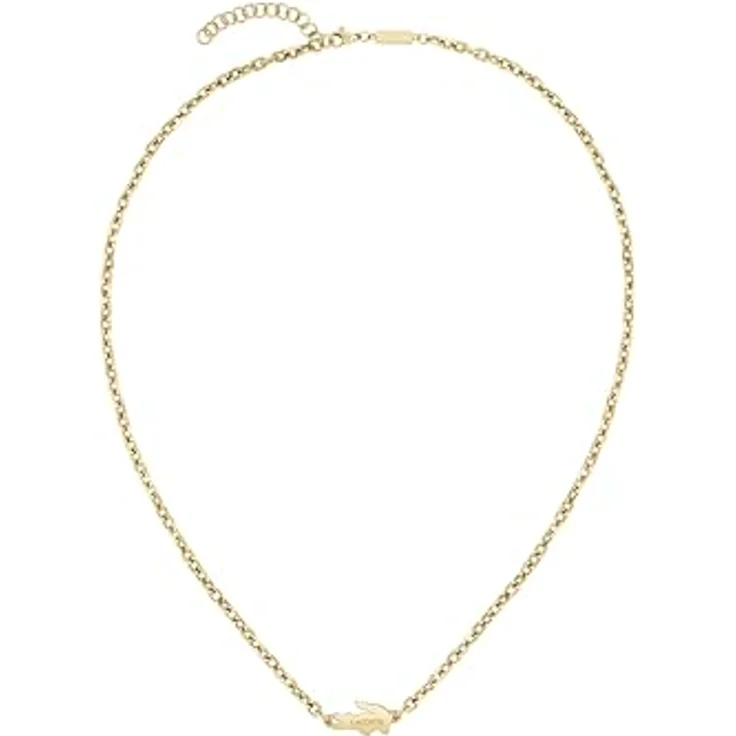 Lacoste ARTHOR Gliederhalskette, Edelstahl in Gelbgold Ionenplattierung, mit grünen Kristallen, UNISEX, 500 mm + 50 mm Verlängerung – Bild 3