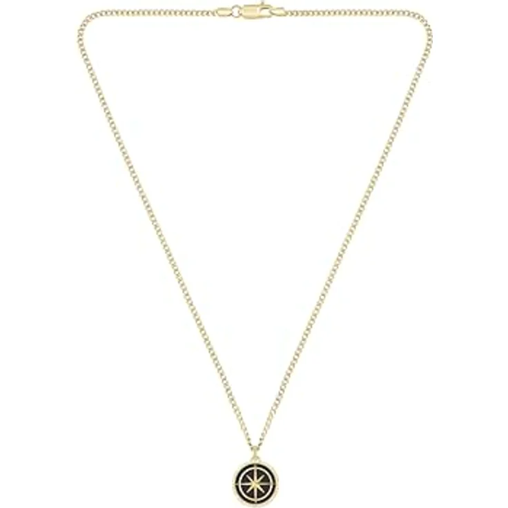 BOSS Jewelry NORTH Herren-Halskette aus Edelstahl mit Gelbgold-beschichtung und Kompass-Anhänger, 558 mm – Bild 1