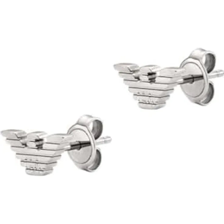 Emporio Armani Herren Silberfarbene Ohrringe, EGS3318040, Edelstahl mit mattem Finish, sicherer Steckverschluss, 4,80 mm x 10 mm