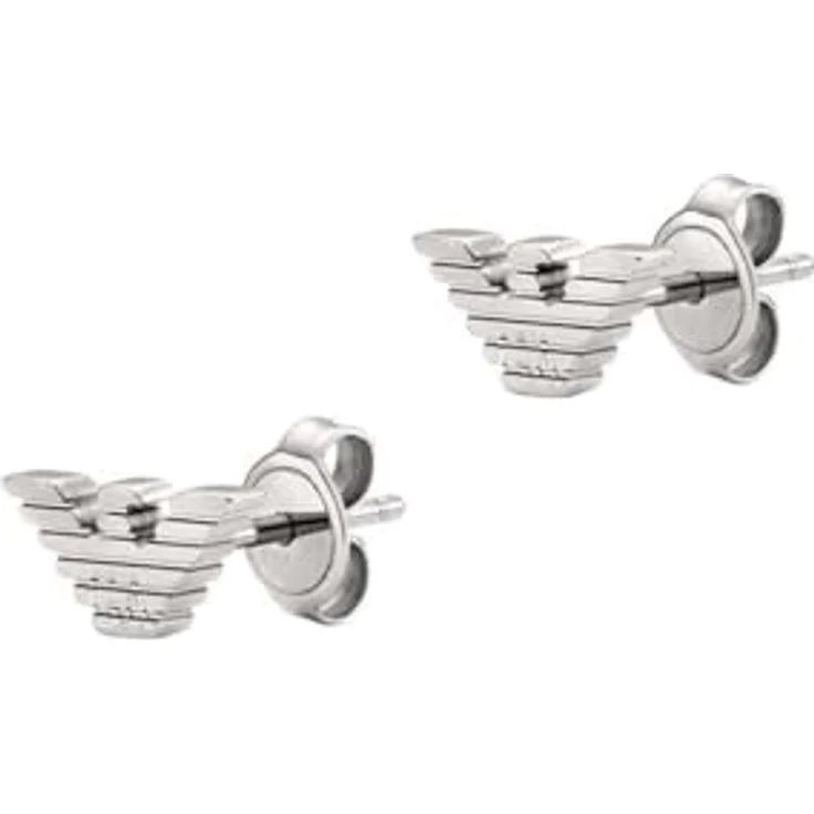 Emporio Armani Herren Silberfarbene Ohrringe, EGS3318040, Edelstahl mit mattem Finish, sicherer Steckverschluss, 4,80 mm x 10 mm – Bild 1