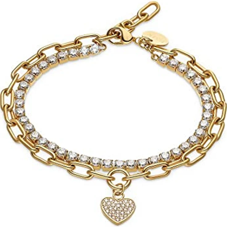Guido Maria Kretschmer Armband 87943232, Edelstahlarmband mit 71 Zirkonia, weiß, ca. 21 cm + 3 cm Verlängerung – Bild 1