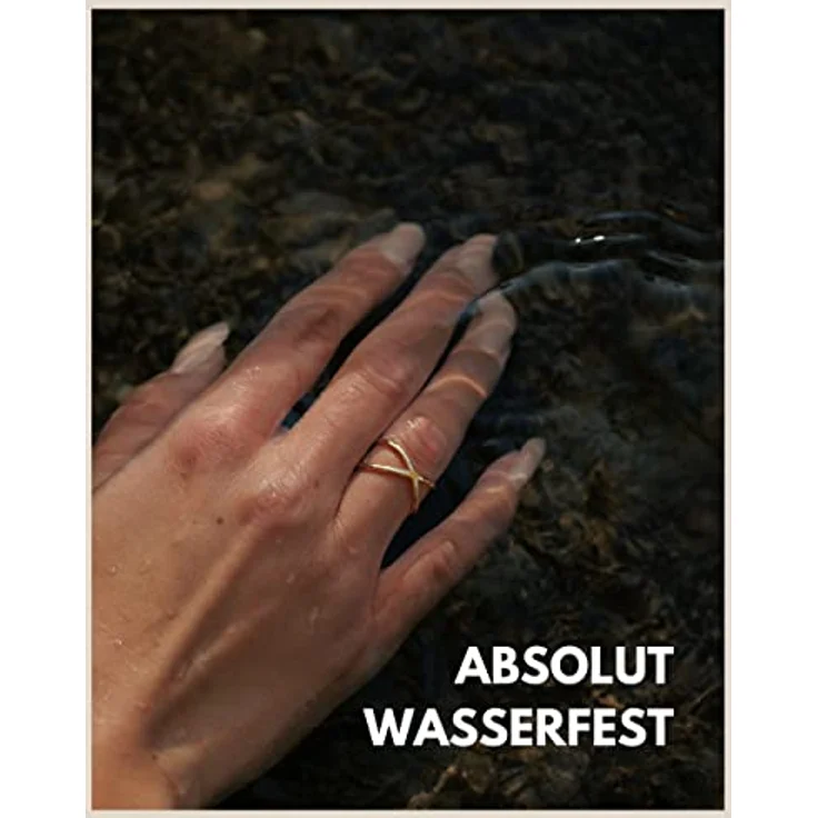 GD GOOD.designs Ring X-Form, verstellbarer Damenring aus hautverträglichem Edelstahl mit 18 Karat Vergoldung, Ringgröße 52-60, silber – Bild 4