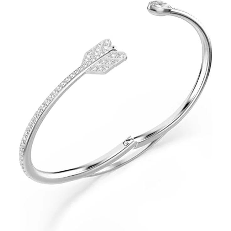 Swarovski Idyllia Armreif, Rhodiniert mit verschiedenen Schliffen und Pfeil-Design, Weiß – Bild 3