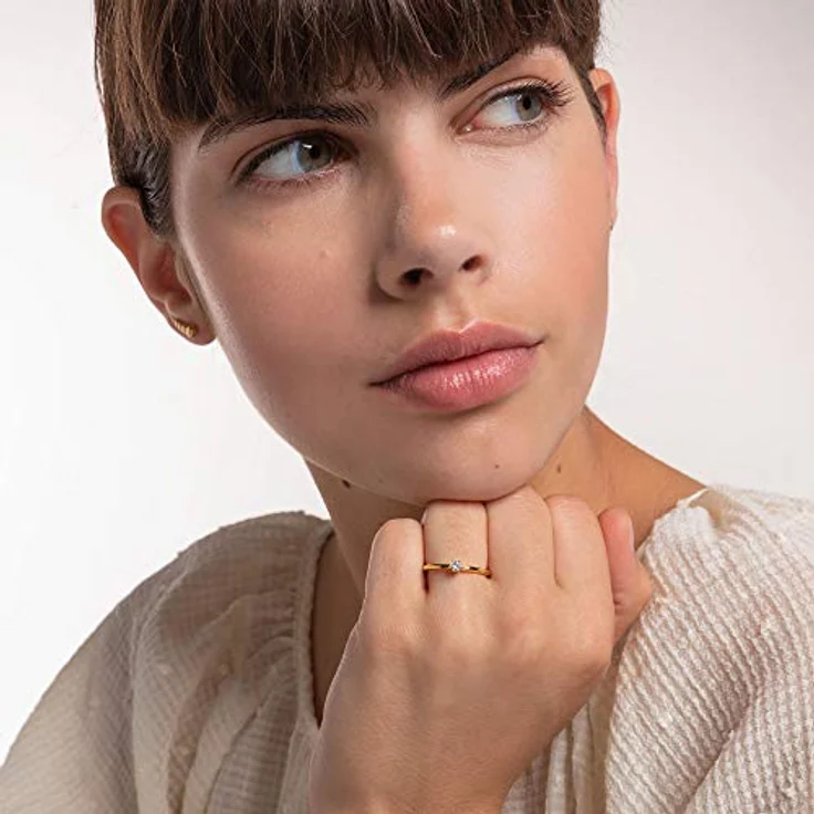 THOMAS SABO Damenring TR2312-414-14-52, vergoldetes Silber mit weißem Stein, 925 Sterling Silber – Bild 3