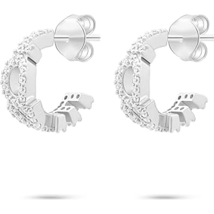 Tamaris Damen Creolen TJ-0707-E-22, 925 Silber mit "LOVE" Schrift und Zirkoniasteinen, Silber, 1,3 cm – Bild 2