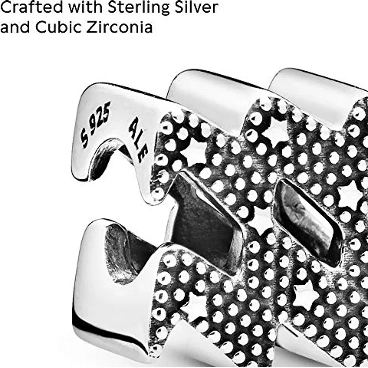 PANDORA Charm "Sternzeichen Wassermann" 798415C01, zweiseitiger Charm aus Sterling-Silber mit Cubic Zirkonia, ohne Box – Bild 3