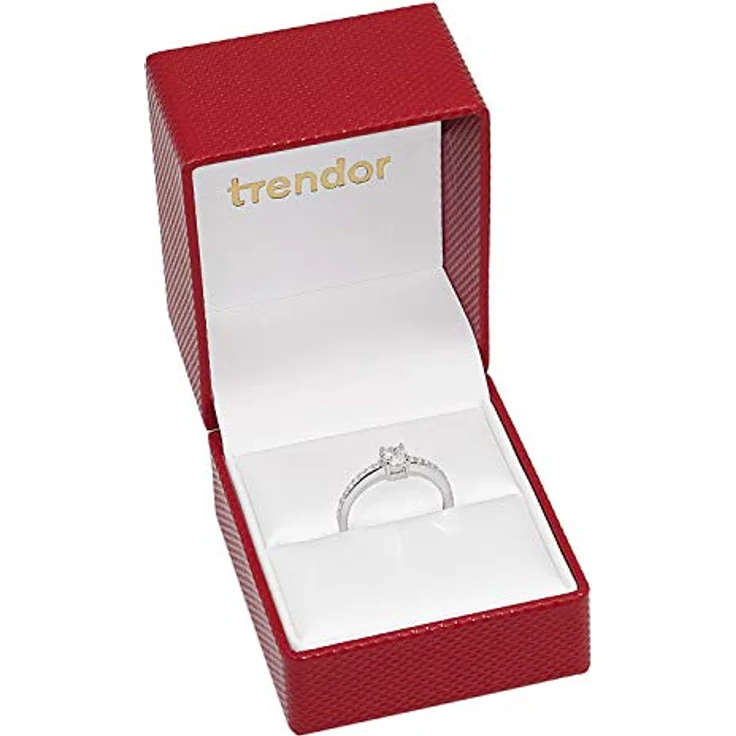 trendor Verlobungsring Weißgold 333 (8 Karat) Damenring mit 19 Zirkonias, Ringgröße 60/19,1, Brillantschliff Ø 4,5 mm – Bild 5