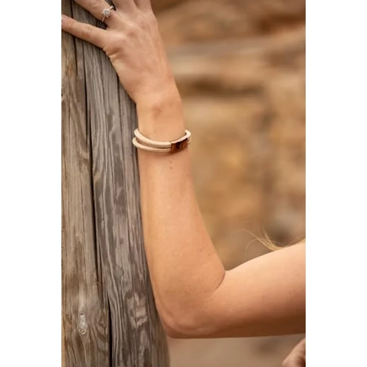 Galeara Noa Segeltau Armband Geflochten, Nautisch mit Magnetverschluss, Khaki Braun, Größe 215 mm – Bild 5