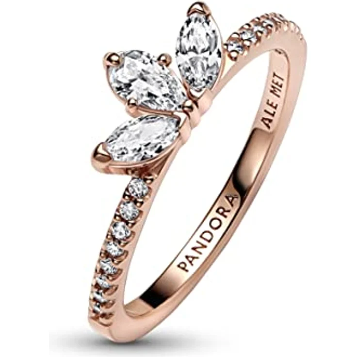 PANDORA Timeless Funkelndes Herbarium Cluster Ring, 14 Karat rosévergoldet mit Cubic Zirkonia, Größe 52, Blütenblattform – Bild 3