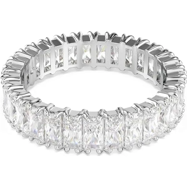 Swarovski Matrixring, Baguetteschliff, Damenring, weiß, silberfarben, SS26-Kollektion – Bild 4