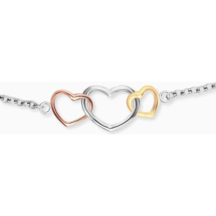 Engelsrufer Damen Armband mit Tricolor Herz-Anhänger, Sterling Silber, Gold und Roségold, längenverstellbar, nickelfrei – Bild 2