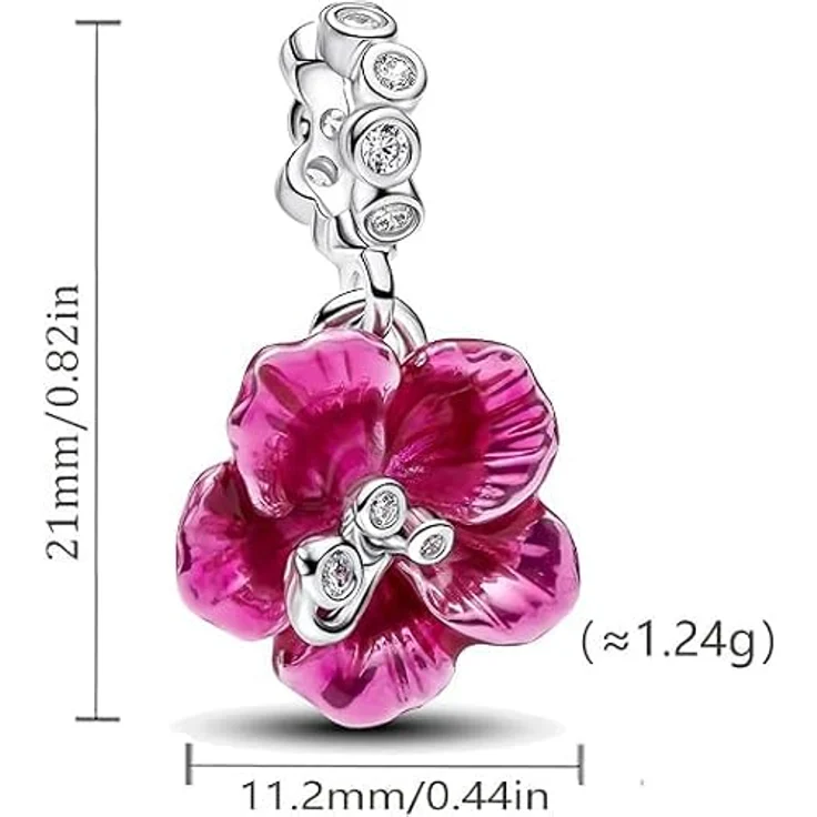 ZURWTCH Charm Anhänger Damen 925 Sterling Silber, rosarot, kompatibel mit Pandora Armband und Halskette, hypoallergen, edles Design – Bild 4