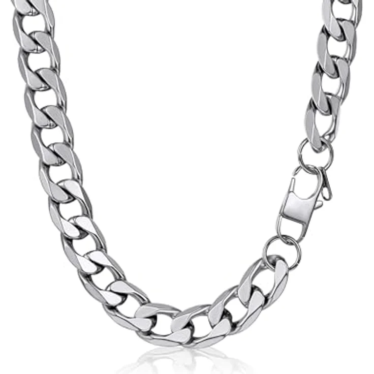 PROSTEEL Panzerkette Herren 316L Edelstahl, kubanische Gliederkette in Silber, 46CM lang, 13MM breit – Bild 1