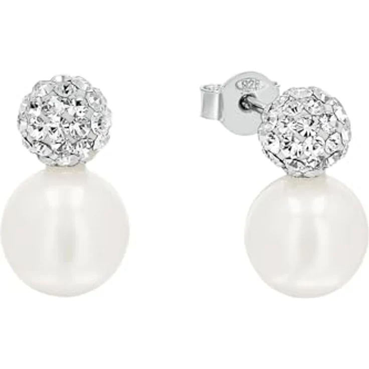 Amor 925 Sterling Silber Damen-Ohrringe, mit synthetischen Zirkonia, 15 mm Länge, kommt in Geschenkbox – Bild 1