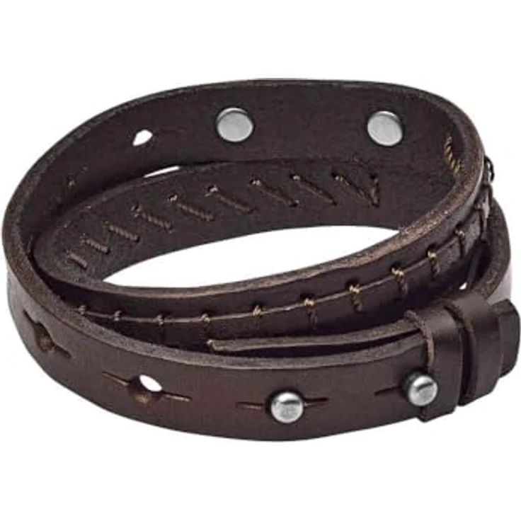 Fossil JF87354040, Herren Vintage Casual Double Wrap Lederarmband, Gesamtlänge 480mm, Braun, Snap Post Verschluss – Bild 4