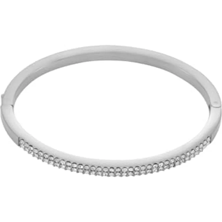 Fossil Ellis Damen Edelstahl Armband, Silberfarben mit Druckknopfverschluss