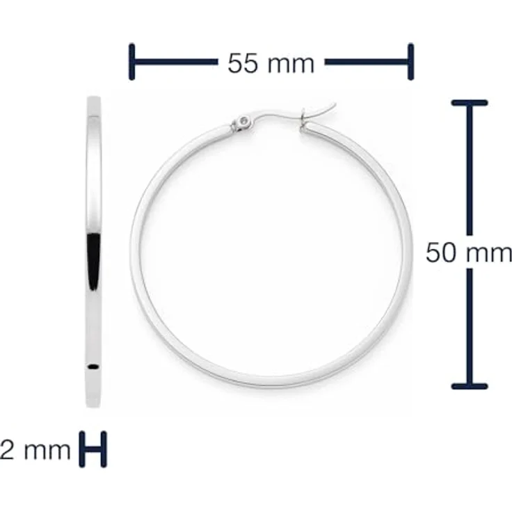 JEWELS BY LEONARDO Kreolen Marli, 1 Paar Ohrringe aus silberfarbenem Edelstahl, große schlichte Hoop-Ringe, allergikerfreundlich und robust, Geschenkverpackung, 5,5 x 0,2 x 5 cm – Bild 3
