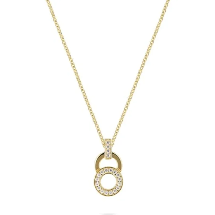 JETTE Damen-Halskette 925er Silber mit recyceltem Zirkonia, Gelbgold, One Size