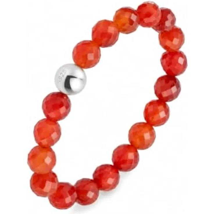GD GOOD.designs Anti Stress Ring Karneol Naturstein Perlen, Elastischer Fidget Ring für Damen in Ringgröße 52-60 mit Geschenkbeutel